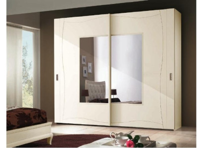 Schränke Kleiderschrank mit Schiebetüren Schlafzimmer Schrank Wand Holz Design