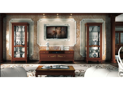 rtv Set 3tlg. Wohnzimmer Vitrine TV Moderne Holz Möbel Schrank Stil Neu Gruppe