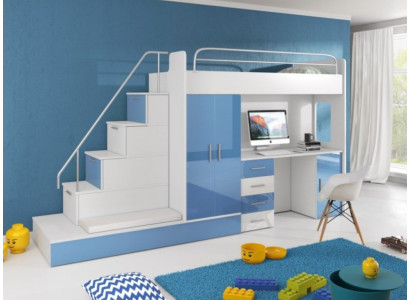 Hochbetten Etagenbett  Blau Kinderzimmer Betten Etagen Blau Bett Neu Hochbett