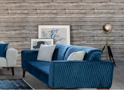 Blaue Dreisitzer Couch Couchen Sofa Elegante Sitzmöbel Sofa Wohnzimmer Neu Samt