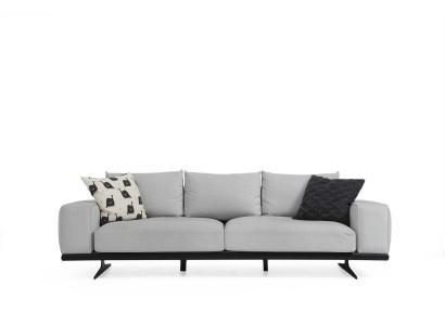 Zweisitzer Sofa 2 Sitzer Stoff Grau Modern Design Wohnzimmer Polyester