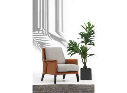 Sessel Ohrensessel Cocktailsessel Stoff Wohnzimmer Orange Modern Grau