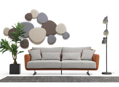 Zweisitzer Sofa 2 Sitzer Stoff Orange Modern Design Wohnzimmer Grau