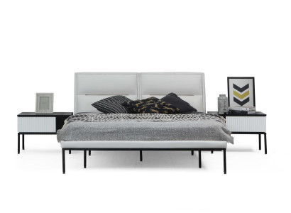 Bett Bettrahmen Doppelbett Holz Modern Weiß Schlafzimmer Doppel Design