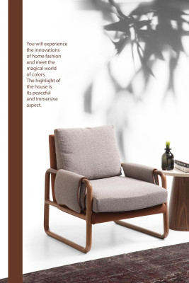 Sessel Ohrensessel Stoff Grau Wohnzimmer Polyester 1 Sitzer Modern Neu