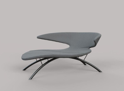 Chaiselongue Sessel Loungesessel Liege Stoff Modern Sitzer Grau Sitz