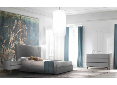 Luxus Schlafzimmer Bett Designer Möbel Doppelbett Grau Textil Betten Holz Neu