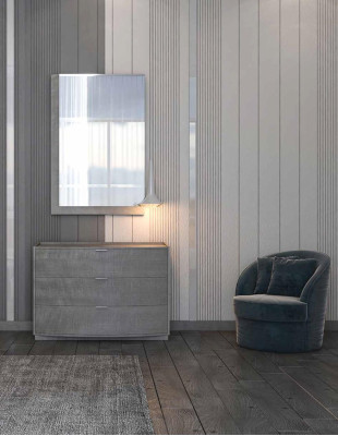 Kommode mit Spiegel Anrichte Sideboards Holz Schrank Möbel Kommoden Grau Neu