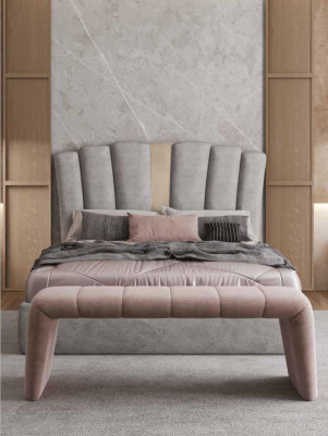 Bettrahmen Design Polster Bett Designer Möbel Grau Neu Betten Schlafzimmer Luxus