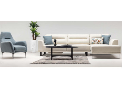 Sofagarnitur Ecksofa L form Sessel Stoffsofa Polstersofa Beige Couch