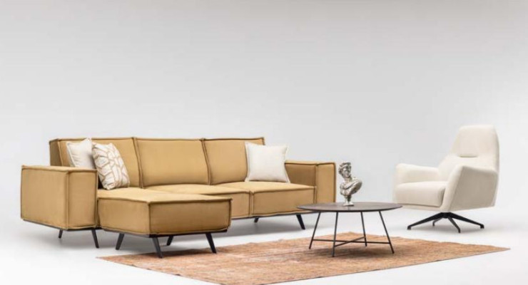 Sofagarnitur Sofa 4 Sitzer Sessel Hocker Stoffsofa Polstersofa Braun