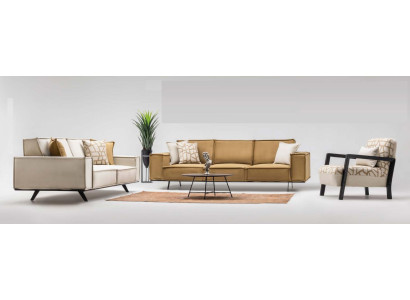 Sofagarnitur Viersitzer Dreisitzer Sessel Stoffsofa Sofa Braun Set