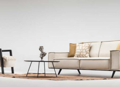 Komplette Sofa Stoffsofa Zweisitzer Sessel Beige Polstersofa Moderne