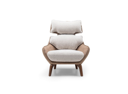 Moderne Sessel Wohnzimmer Ohrensessel Stoffsessel Beige Polster