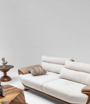 Komplette Couchgarnitur Dreisitzer Sessel Beige 3tlg Polstersofa Stoff