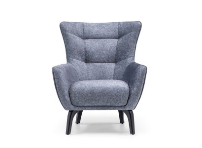 Sessel Wohnzimmer Ohrensessel Stoffsessel Grau Polster Einsitzer Sitz