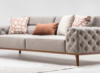 Couch Polstersofa Dreisitzer Sofa 3 Sitzer Stoffsofa Grau Moderne