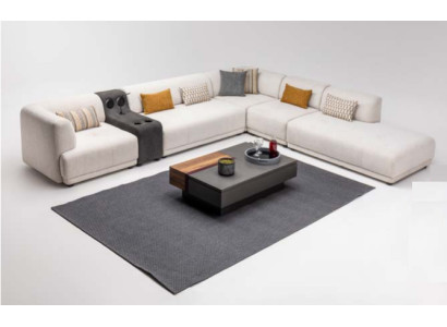 Modulsofa Ecksofa L form Stoffsofa Polstersofa Couch Sofa Beige
