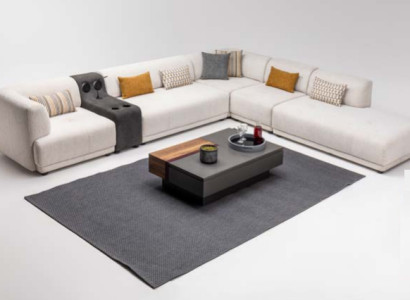 Modulsofa Ecksofa L form Stoffsofa Polstersofa Couch Sofa Beige