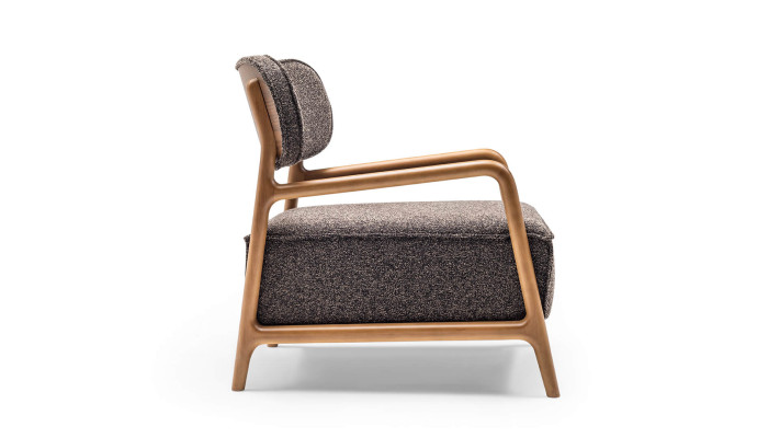 Sessel Ohrensessel Wohnzimmer Stoffsessel Grau Polster Einsitzer Holz