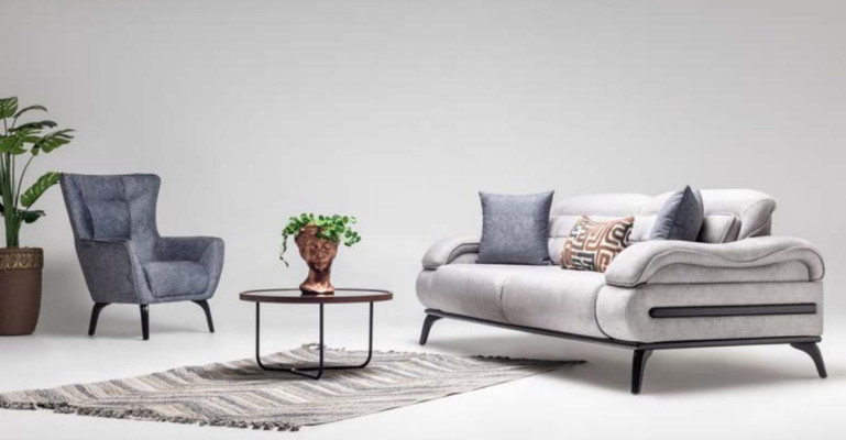 Designer Wohnzimmer Sitz Möbel Luxuriöser Dreisitzer Einsitzer 2tlg Set