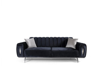 Design Dreisitzer Schwarz Sofa 3 Sitzer Stoffsofa Polstersofa Couch