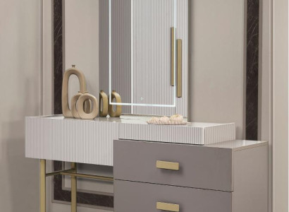 Schminktisch mit Spiegel Schminkkonsole Frisiertisch Holz Beige Konsol