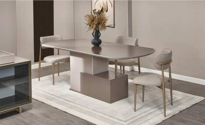 Esszimmer Essecke Essgruppe Esstisch Stühle Holz Beige 7tlg Tisch