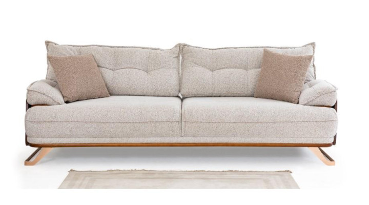 Moderner 3-Sitzer Wohnzimmer Beiges Polstersofa Stoffsofa Dreisitzer