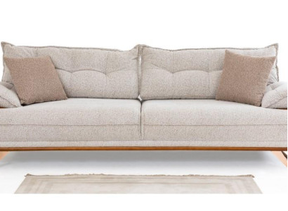 Moderner 3-Sitzer Wohnzimmer Beiges Polstersofa Stoffsofa Dreisitzer