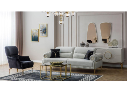 Luxuriöse Polster Sofagarnitur Designer Dreisitzer Edler Einsitzer 2tlg