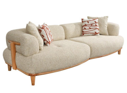 Beiges Polstersofa Moderner Dreisitzer Luxus Wohnzimmer 3-Sitzer Couch