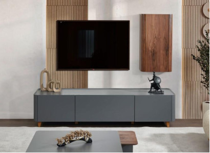 Designer Grauer Sideboard Luxuriöser Wohnzimmer TV-Ständer Lowboard