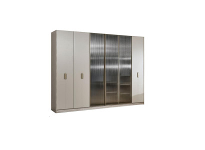 Beiger Schlafzimmer Kleiderschrank Holzschrank Designer Holz Möbel Neu