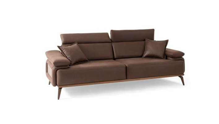 Braunes Ledersofa Designer 3-er Polstercouch Moderne Wohnzimmer Möbel