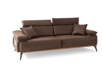 Braunes Ledersofa Designer 3-er Polstercouch Moderne Wohnzimmer Möbel