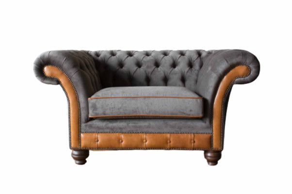 Chesterfield Design Sessel Couch Polster Textil Couchen Ohrensessel