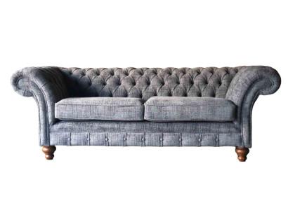 Chesterfield 3 Sitzer Couch Polster Sitz Textil Stoff Couchen Sofa Neu