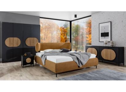Schwarz-Braune Schlafzimmer Möbel Designer Bett Kleiderschrank Kommode
