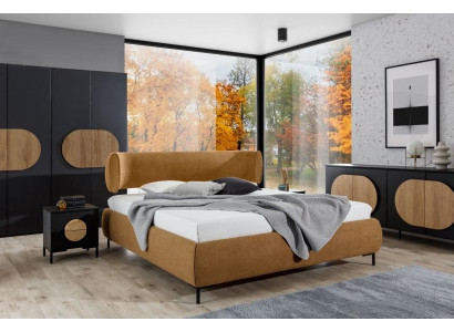 Schwarz-Braune Schlafzimmer Möbel Designer Bett Kleiderschrank Kommode