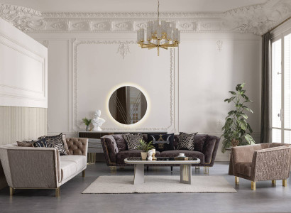 Modernes Set Luxus Sofagarnitur 3+3+1 Sitzer Stilvolle Polster Sitzmöbel