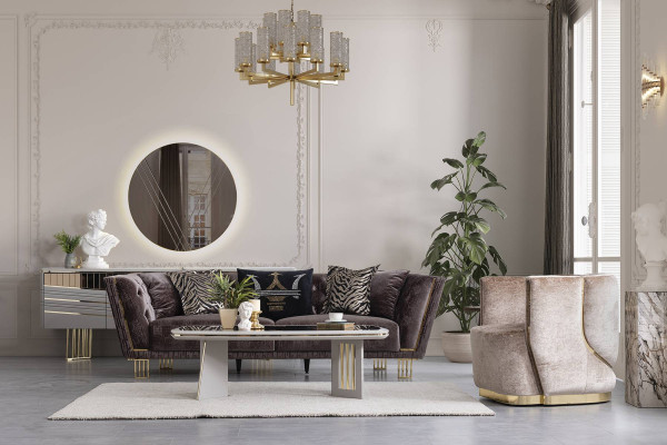 Stilvolle Couchgarnitur Dreisitzer + Sessel Luxus Wohnzimmer Sitzmöbel