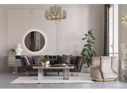 Stilvolle Couchgarnitur Dreisitzer + Sessel Luxus Wohnzimmer Sitzmöbel