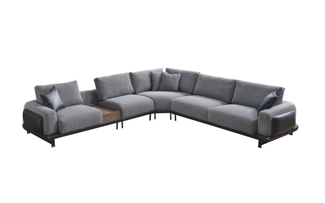 Graues L-Form Ecksofa Polster Sofa Moderne Textil Luxus Wohnlandschaft