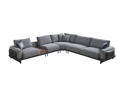 Graues L-Form Ecksofa Polster Sofa Moderne Textil Luxus Wohnlandschaft