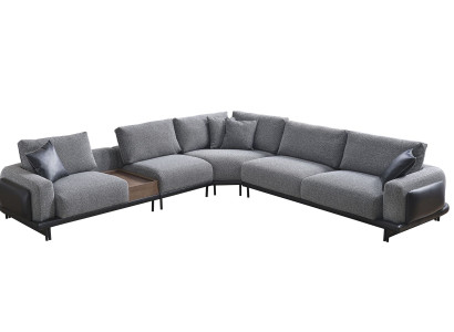 Graues L-Form Ecksofa Polster Sofa Moderne Textil Luxus Wohnlandschaft