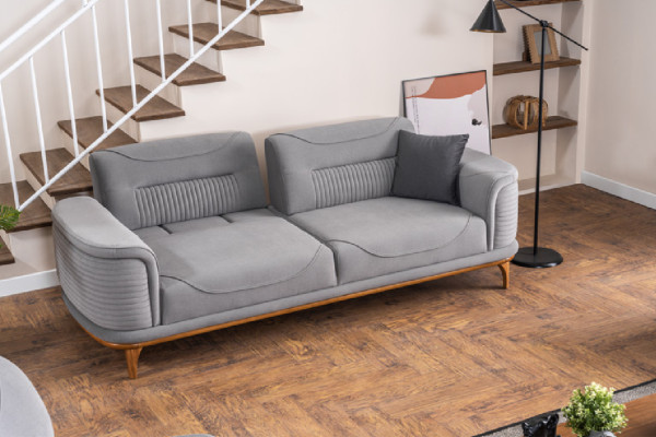 Modernes graues  2-teiliges Wohnzimmerset Dreisitzer-Sofa und Sessel