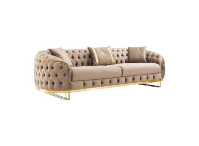Stilvoller Dreisitzer Wohnzimmer Chesterfield Sofa Luxuriöse Möbel Neu