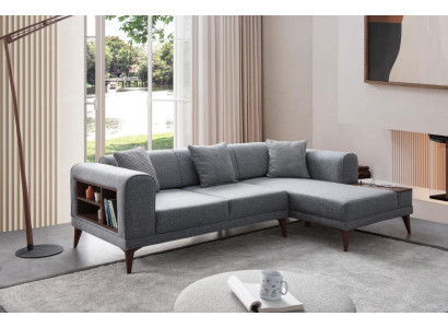 Graues Wohnzimmer L-Form Sofa Polster Ecksofa Designer Wohnzimmer Couch