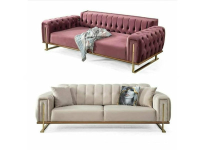 Rosa Chesterfield Sofa Wohnzimmer Dreisitzer Polster 3-Sitzer Couch